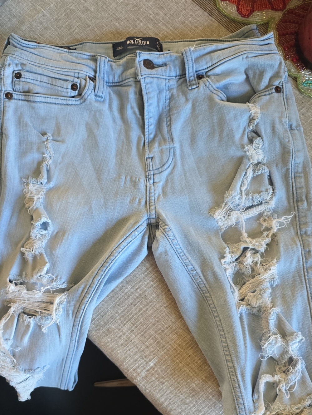 Hollister Light Blue Ripped Skinny Jeans